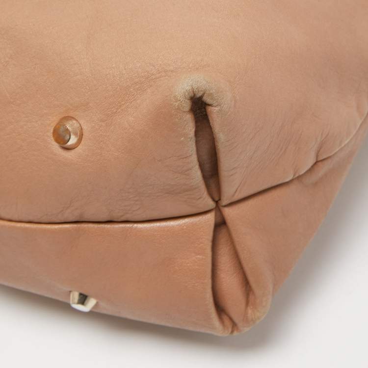 Pre Owned Anya Hindmarch Beige Leather and Stingray Embossed Tassel Zip Tote