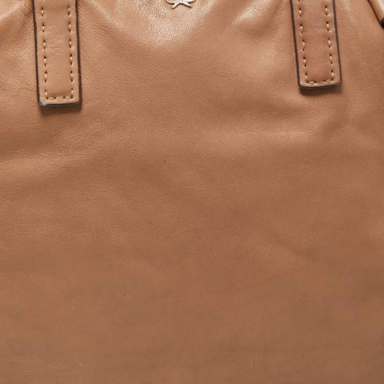 Pre Owned Anya Hindmarch Beige Leather and Stingray Embossed Tassel Zip Tote