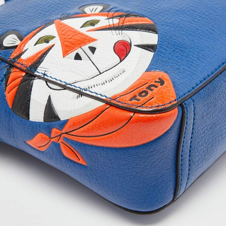 Pre Owned Anya Hindmarch Blue Leather Tony the Tiger Frosties Crossbody Bag