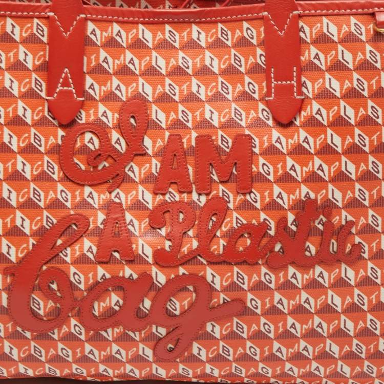 Pre Owned Anya Hindmarch Red/Orange Coated Canvas 'I Am A Plastic Bag' Tote