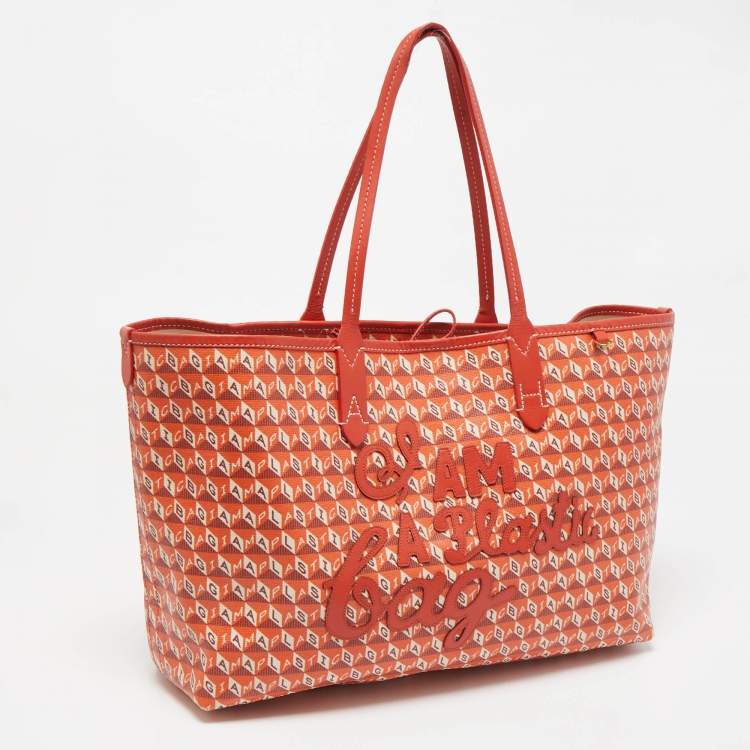 Pre Owned Anya Hindmarch Red/Orange Coated Canvas 'I Am A Plastic Bag' Tote