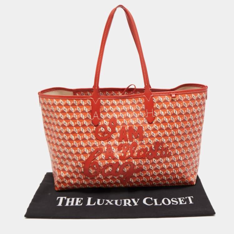 Pre Owned Anya Hindmarch Red/Orange Coated Canvas 'I Am A Plastic Bag' Tote