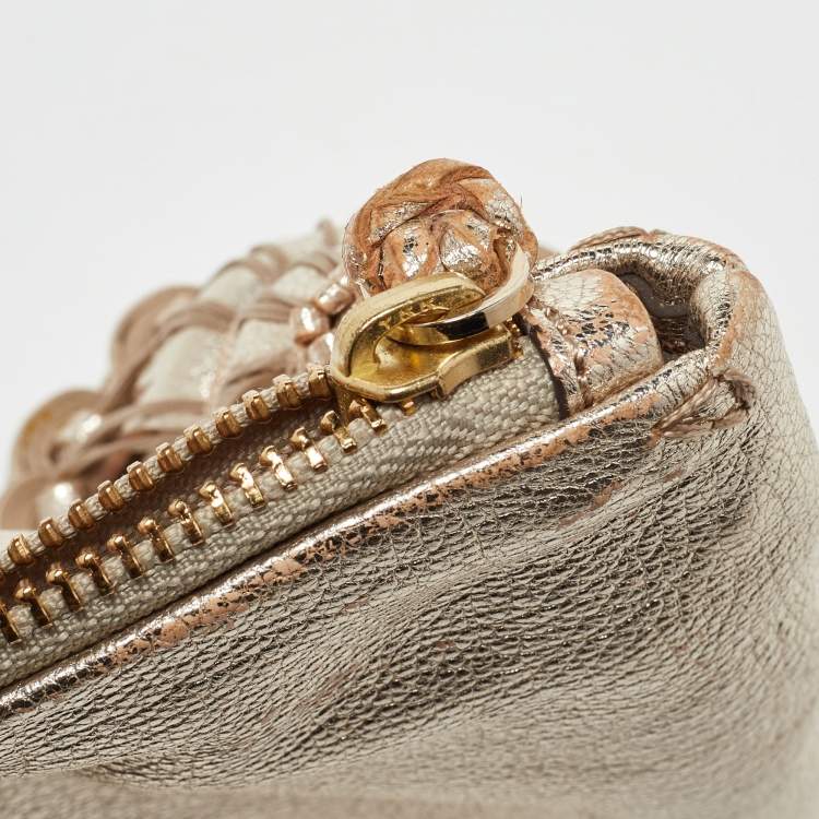 Pre Owned  Anya Hindmarch Gold Leather Tassel Georgiana Clutch 