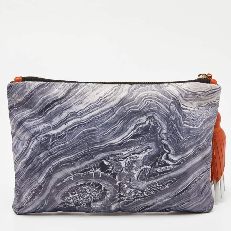 Pre Owned  Anya Hindmarch Multicolor Satin and Leather Tassel Georgiana Clutch 