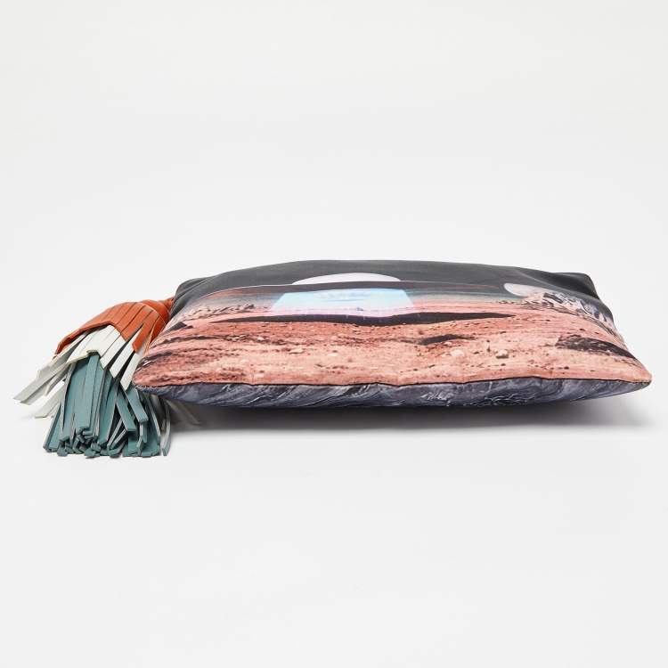 Pre Owned  Anya Hindmarch Multicolor Satin and Leather Tassel Georgiana Clutch 