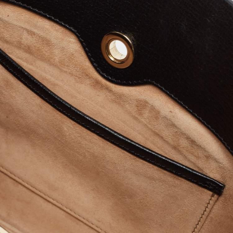 Pre Owned Anya Hindmarch Black Leather Metal Flap Clutch
