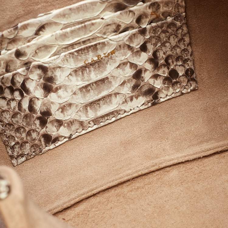 Pre Owned Anya Hindmarch Beige Python Zip Tassel Pouch