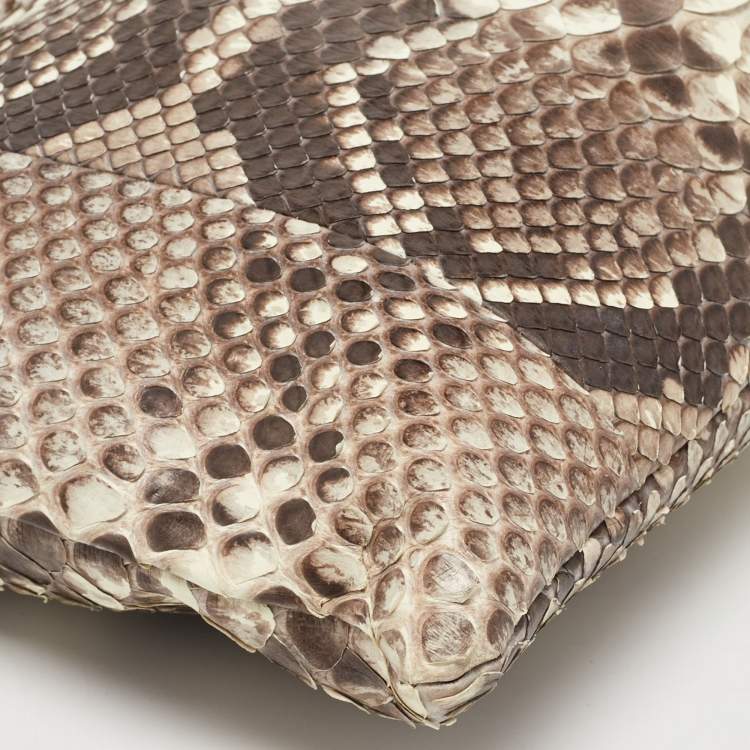 Pre Owned Anya Hindmarch Beige Python Zip Tassel Pouch