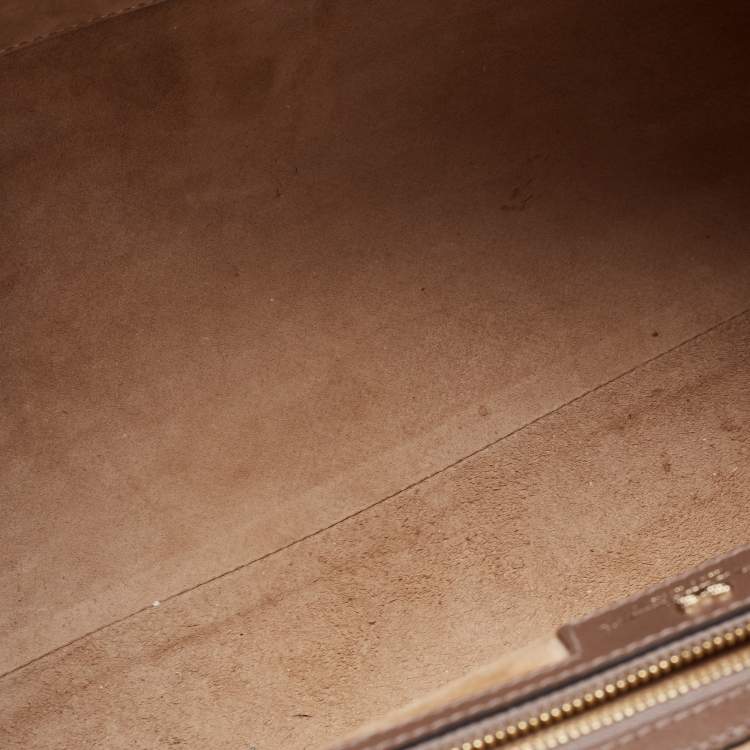 Pre Owned Anya Hindmarch Beige/Burgundy Leather Bathurst Top Handle Bag