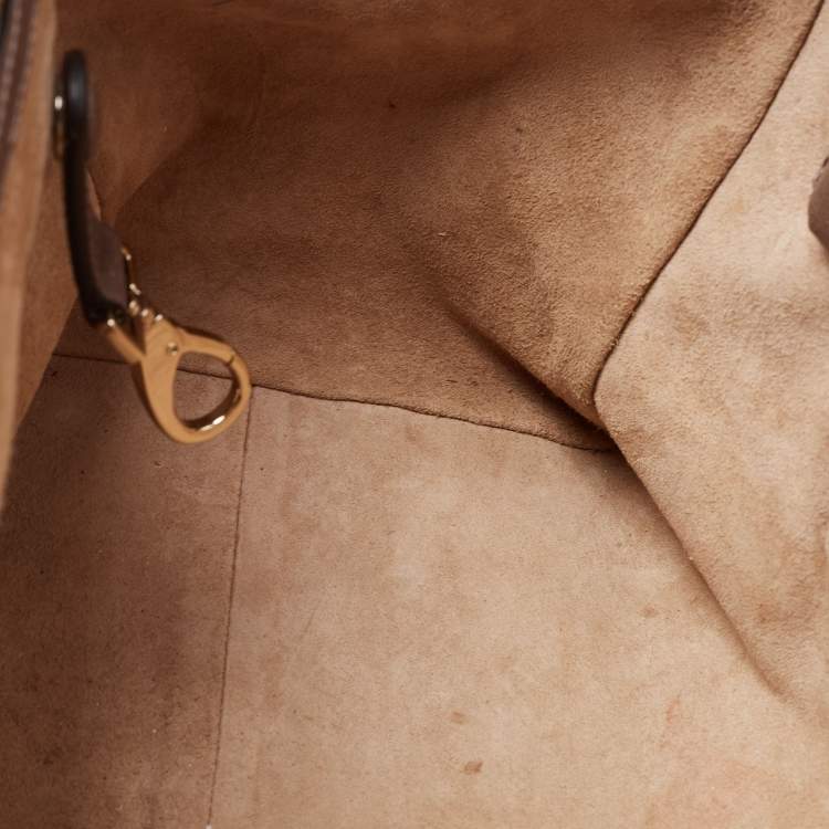 Pre Owned Anya Hindmarch Beige/Burgundy Leather Bathurst Top Handle Bag
