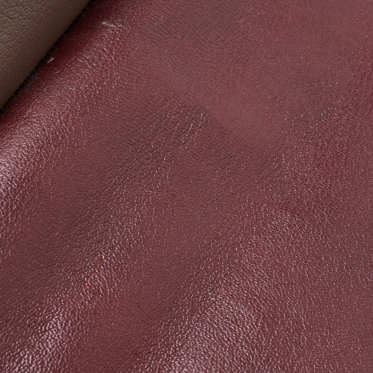 Pre Owned Anya Hindmarch Beige/Burgundy Leather Bathurst Top Handle Bag