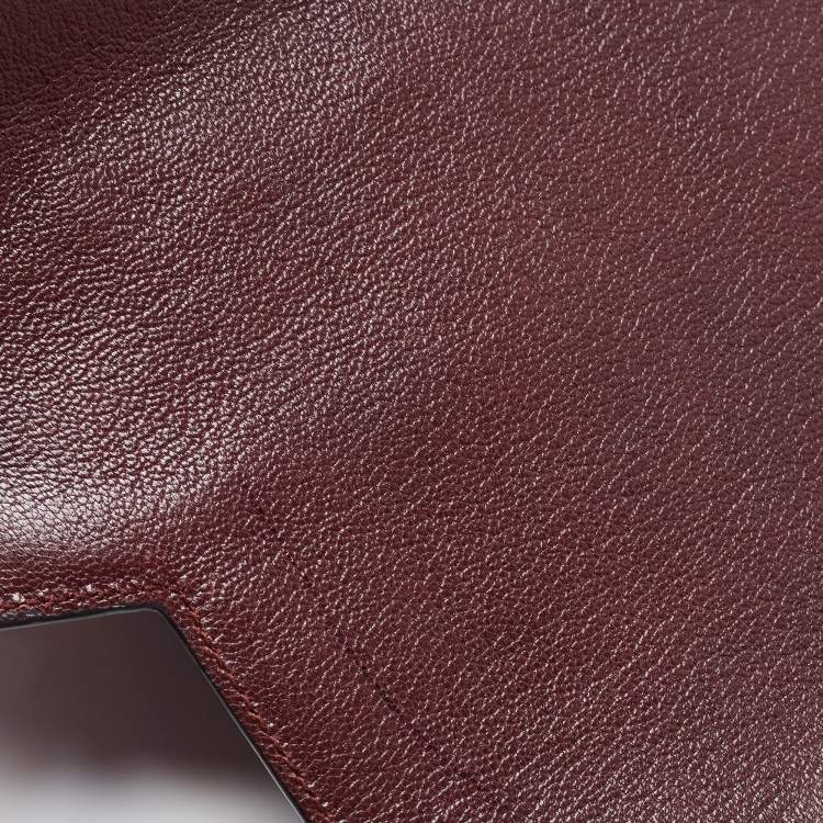 Pre Owned Anya Hindmarch Beige/Burgundy Leather Bathurst Top Handle Bag