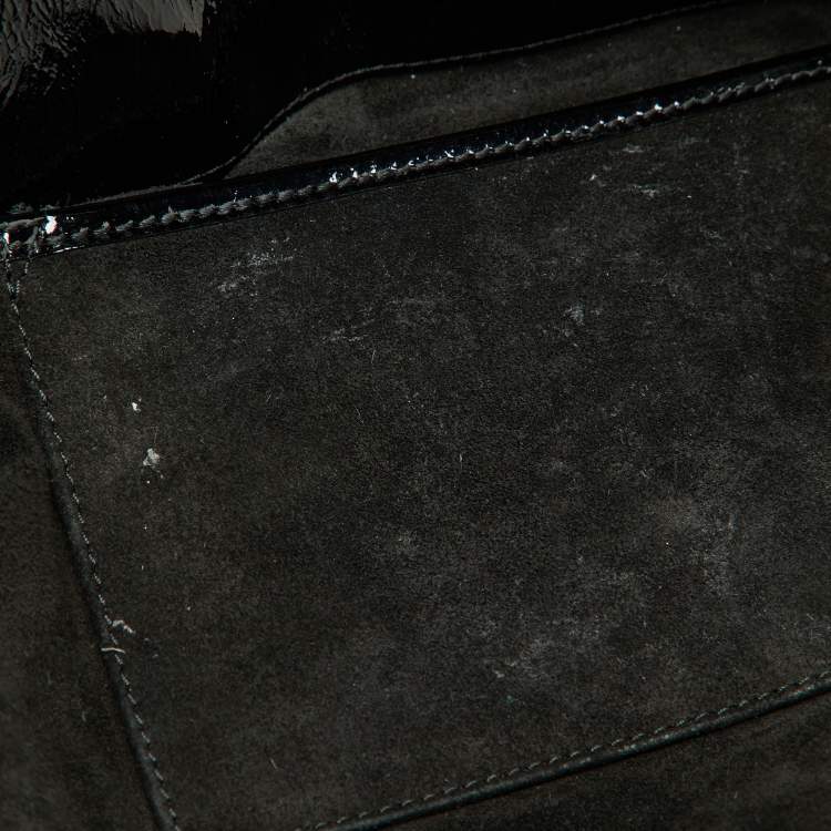 Pre Owned Anya Hindmarch Black Patent Leather Logo Hobo