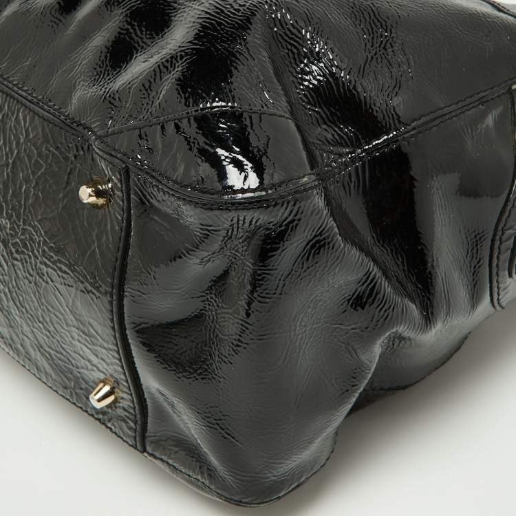 Pre Owned Anya Hindmarch Black Patent Leather Logo Hobo
