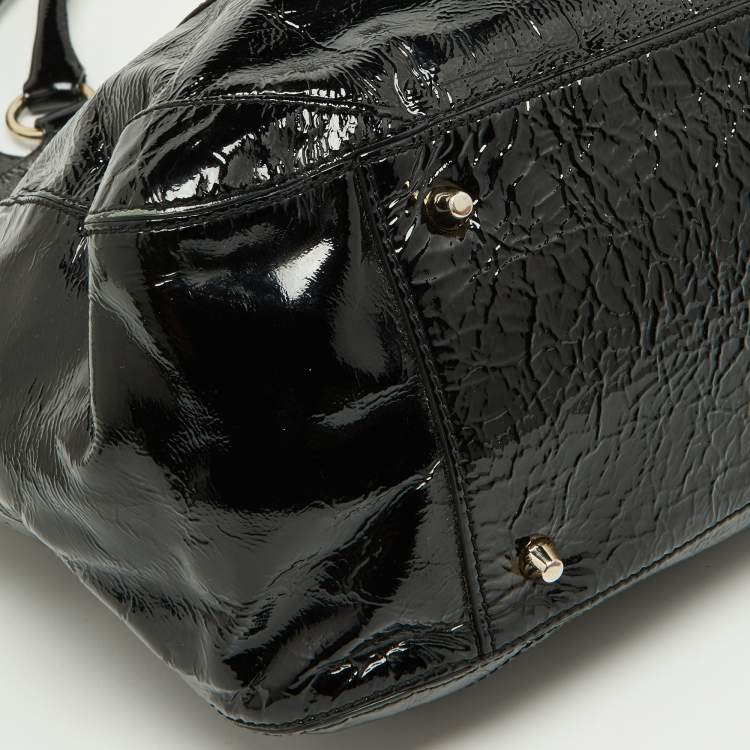 Pre Owned Anya Hindmarch Black Patent Leather Logo Hobo