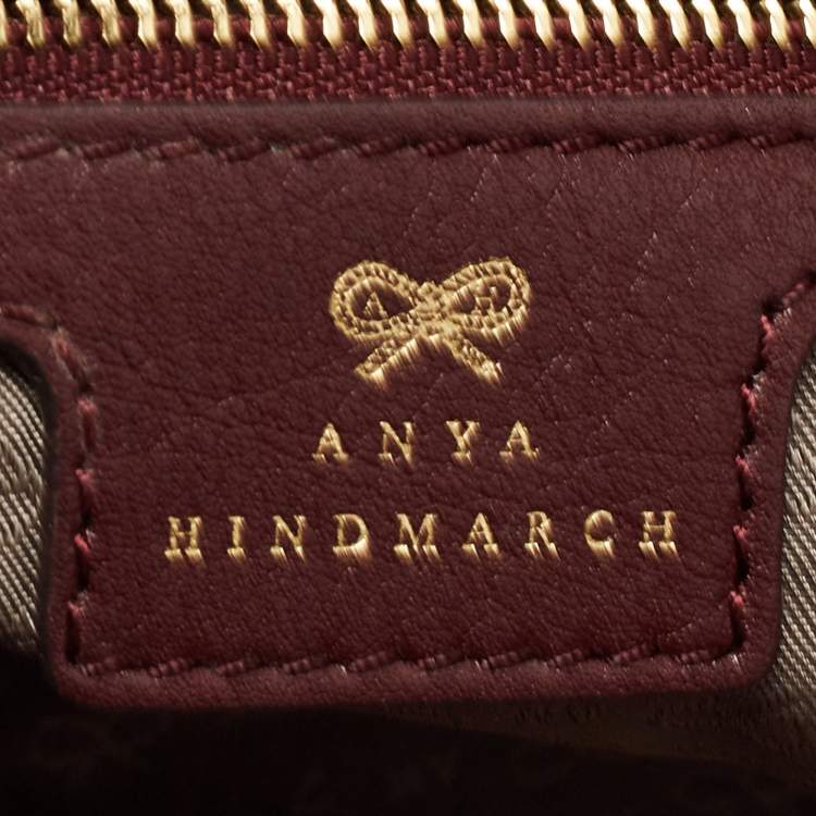Pre Owned Anya Hindmarch Burgundy Leather Fold Over Tassel Crossbody Bag