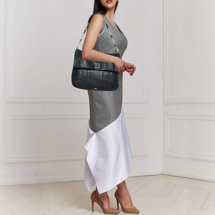 Pre Owned Anya Hindmarch Black Leather Flap Hobo