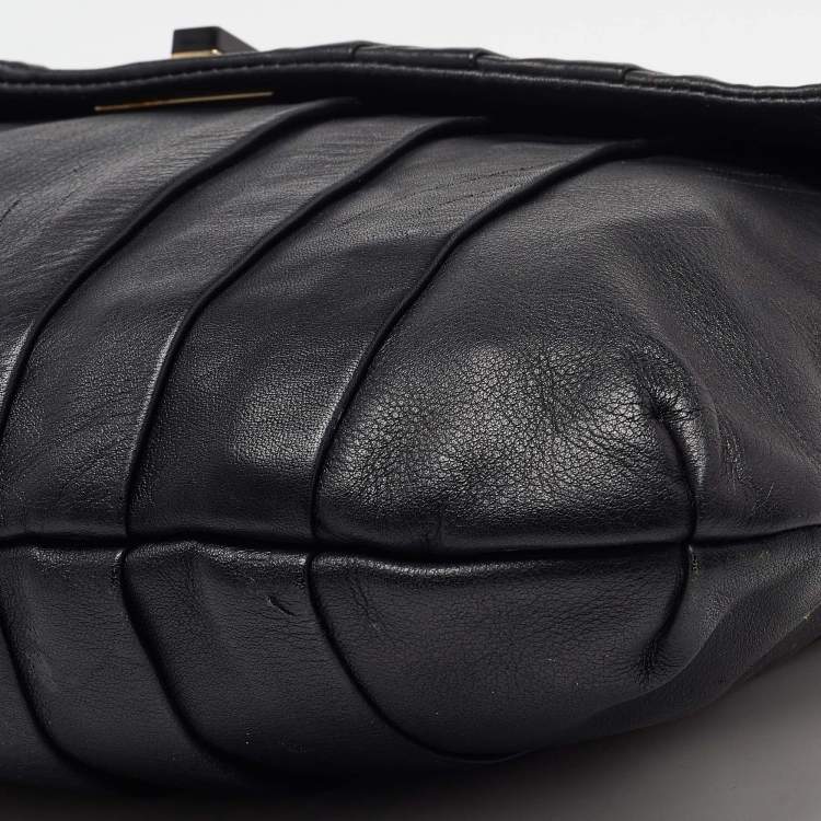 Pre Owned Anya Hindmarch Black Leather Flap Hobo