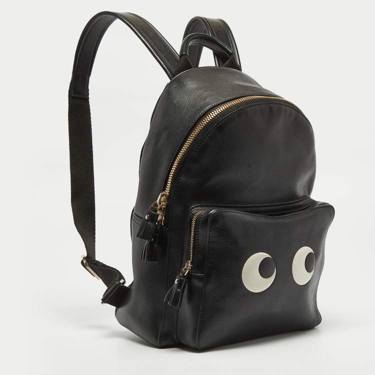 Pre Owned Anya Hindmarch Black Leather Mini Eyes Backpack