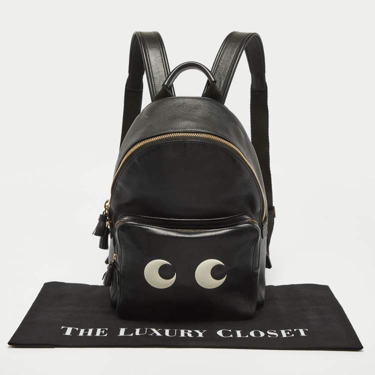 Pre Owned Anya Hindmarch Black Leather Mini Eyes Backpack