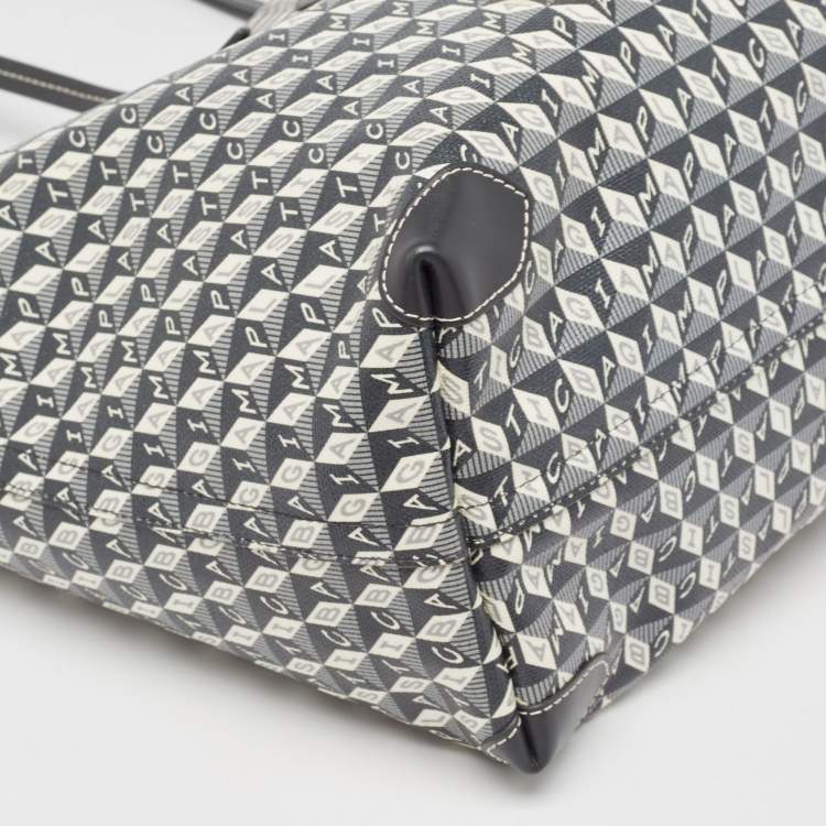 Pre Owned Anya Hindmarch Charcoal Coated Canvas I Am A Plastic Bag Motif Tote
