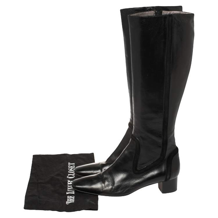 Pre Owned Anya Hindmarch Black Length Calf Length Boots Size 38