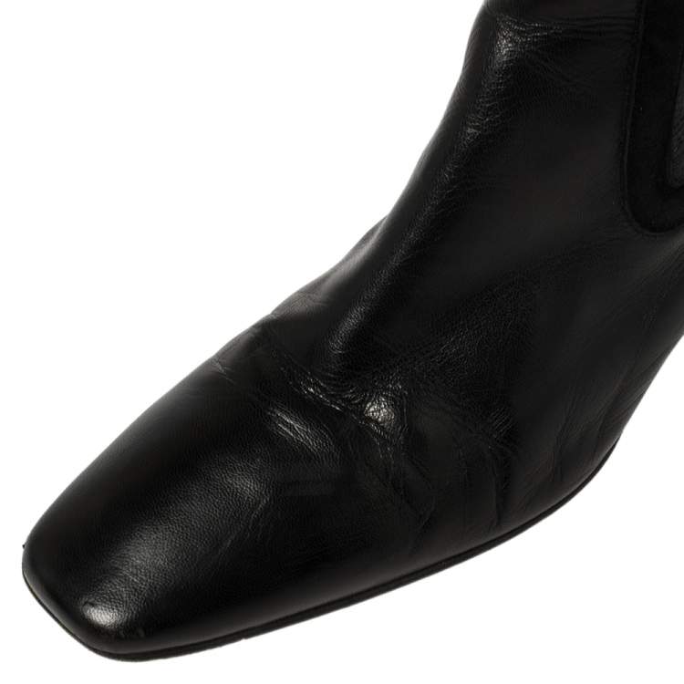 Pre Owned Anya Hindmarch Black Length Calf Length Boots Size 38