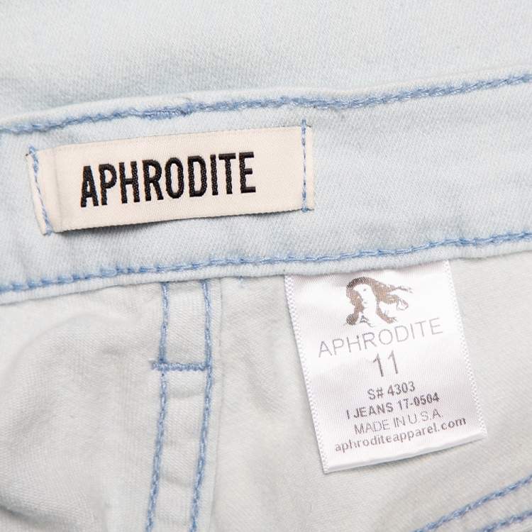 Pre Owned Aphrodite Blue Light Wash Denim Distressed Jeans S