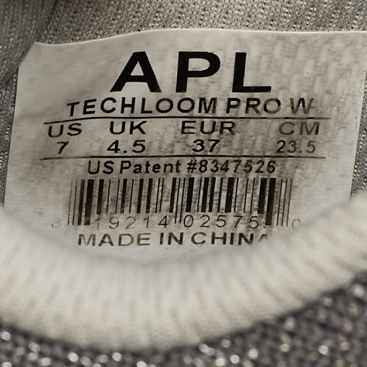 Pre Owned APL Silver/Grey Knit Fabric Runner Lace Up Sneakers Size 37