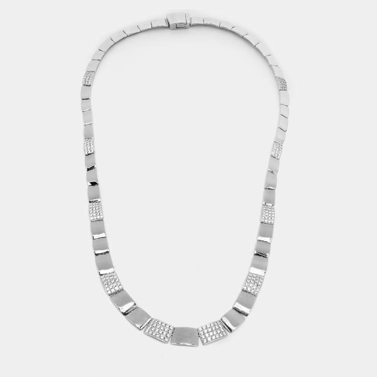 مملوكة مسبقًا APM Monaco Cobblestone Motif Cubic Zirconia Sterling Silver Necklace Earring Set