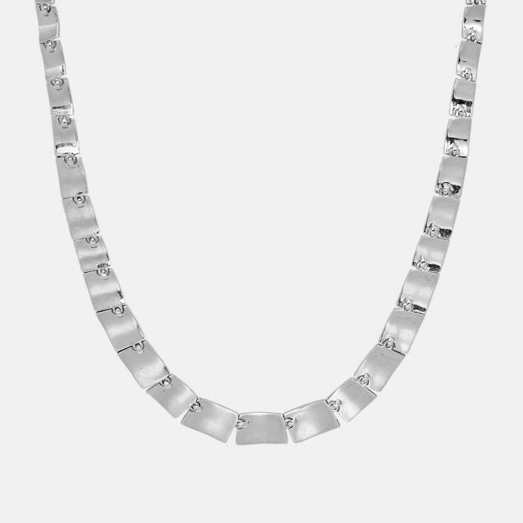مملوكة مسبقًا APM Monaco Cobblestone Motif Cubic Zirconia Sterling Silver Necklace Earring Set