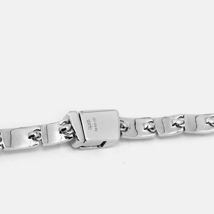 مملوكة مسبقًا APM Monaco Cobblestone Motif Cubic Zirconia Sterling Silver Necklace Earring Set