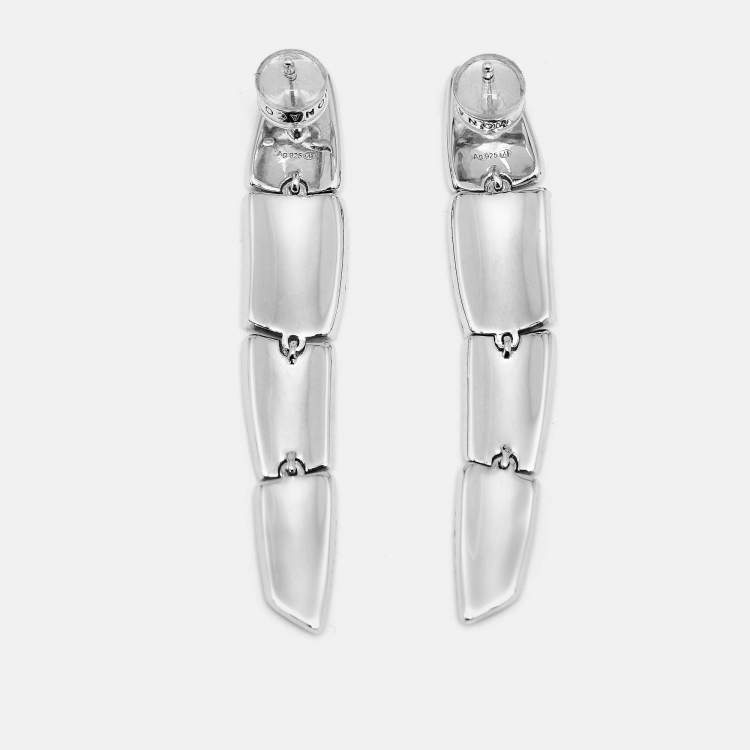 مملوكة مسبقًا APM Monaco Cobblestone Motif Cubic Zirconia Sterling Silver Necklace Earring Set