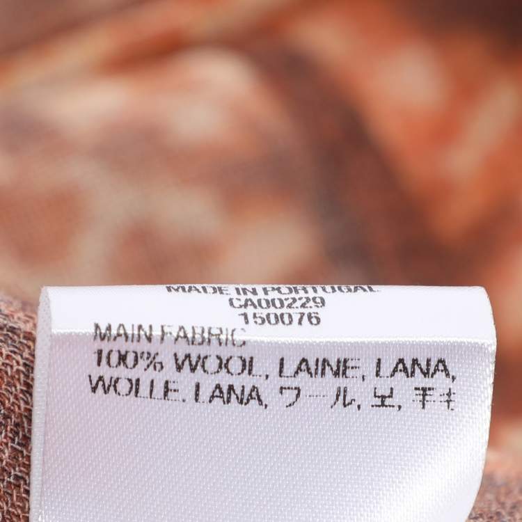 Pre Owned Aquascutum Brown Printed Wool Top XL