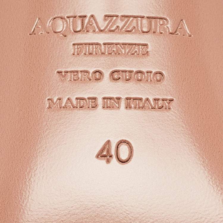 Pre Owned Aquazzura Brown Leather Crystal Embellished Ankle Strap Sandals Size 40