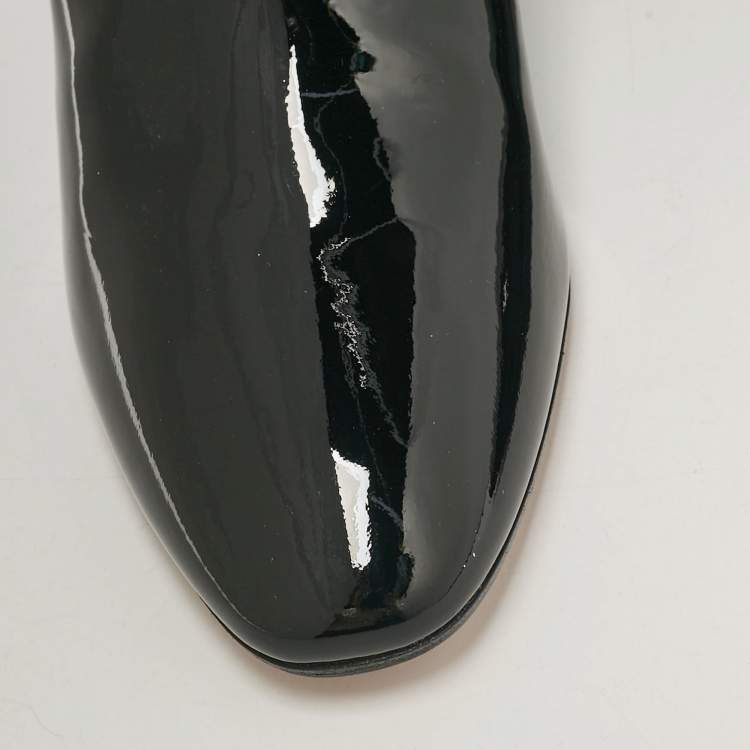 Pre Owned Aquazzura Black Patent Leather Ankle Length Boots Size 41