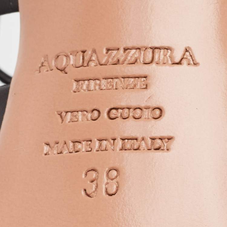 مملوكة مسبقًا Aquazzura Black Leather Amazon Ankle Wrap Sandals Size 38