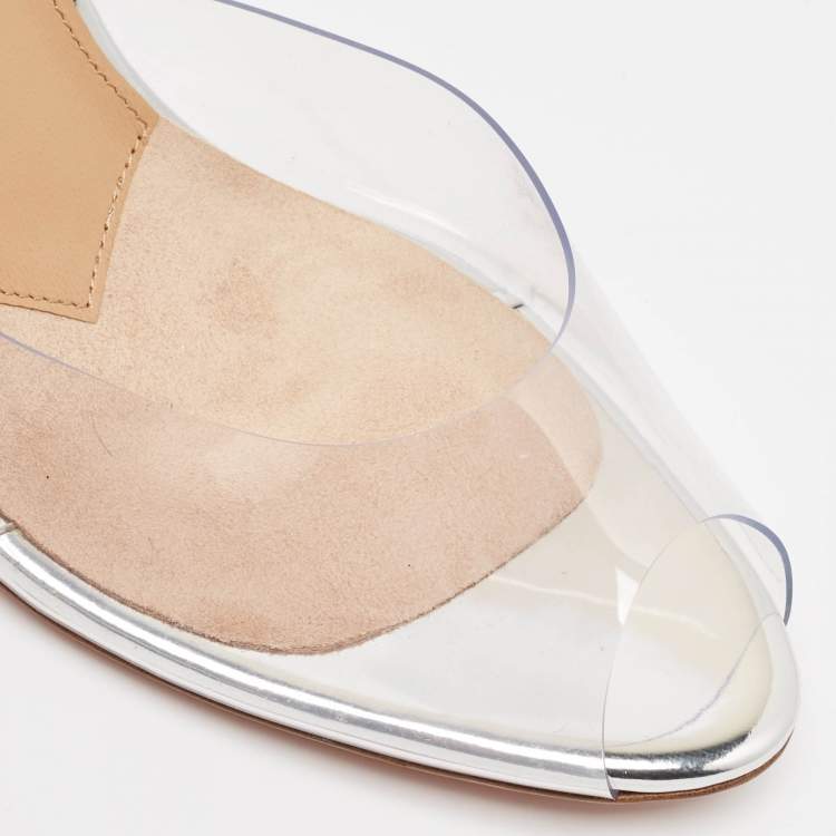 Pre Owned Aquazzura Transparent PVC Carrie Plexi Mules Size 38.5