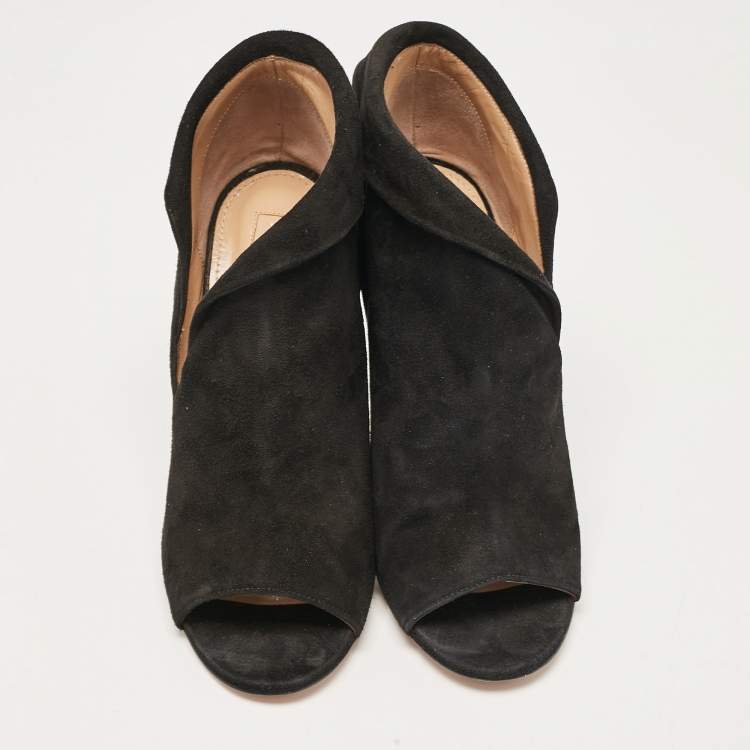 Pre Owned Aquazzura Black Suede Viola Ankle Length Boots Size 40