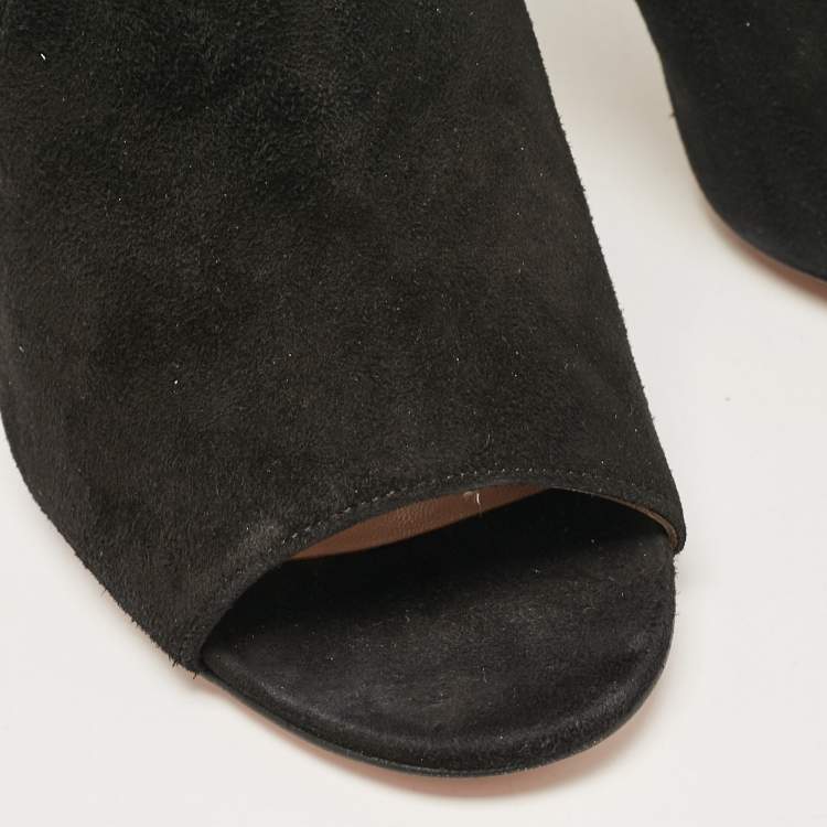 Pre Owned Aquazzura Black Suede Viola Ankle Length Boots Size 40