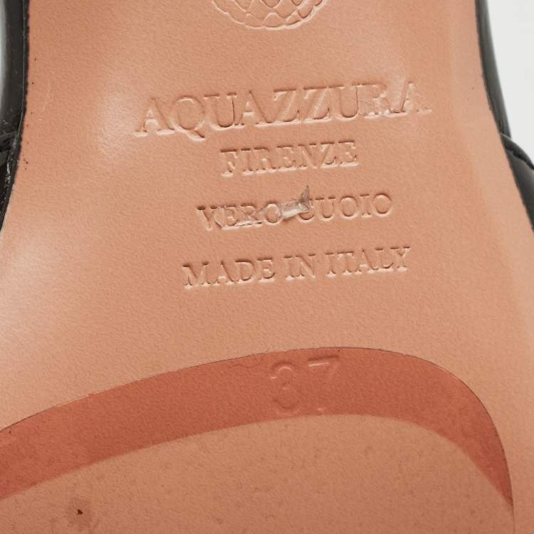 مملوكة مسبقًا Aquazzura Black Leather French Flirt Ankle Strap Pumps Size 37
