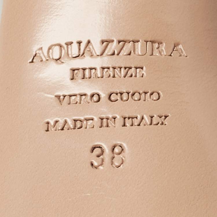 Pre Owned Aquazzura Silver Patent Leather and PVC Temptation Crystals Slingback Platform Pumps Size 38
