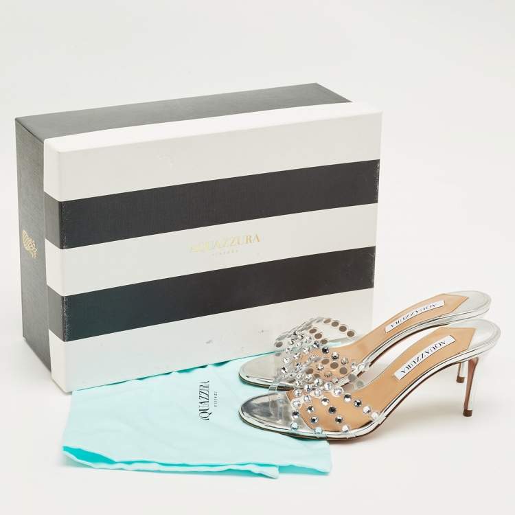 Pre Owned Aquazzura Transparent PVC Tequila Slide Sandals Size 37
