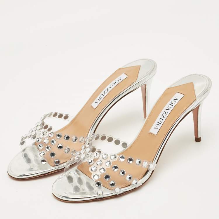 Pre Owned Aquazzura Transparent PVC Tequila Slide Sandals Size 37