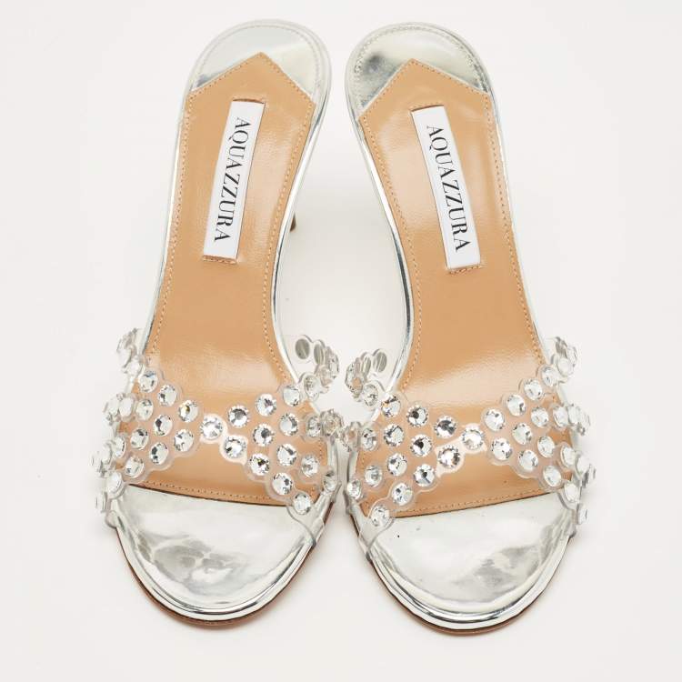 Pre Owned Aquazzura Transparent PVC Tequila Slide Sandals Size 37