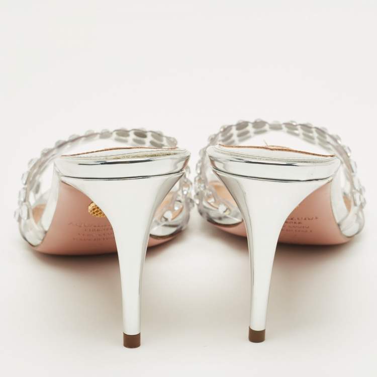 Pre Owned Aquazzura Transparent PVC Tequila Slide Sandals Size 37