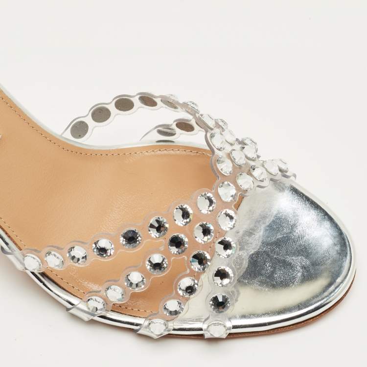 Pre Owned Aquazzura Transparent PVC Tequila Slide Sandals Size 37