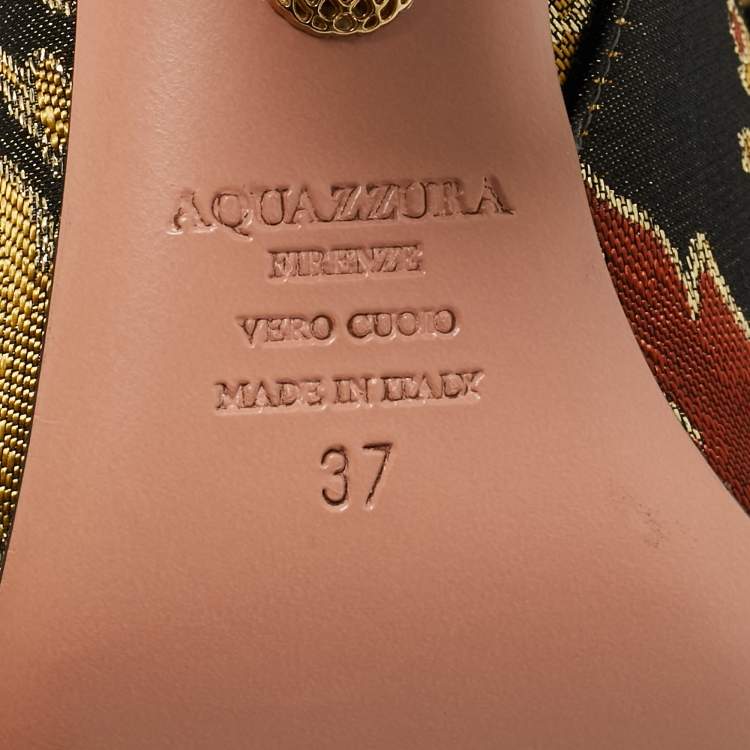 Pre Owned Aquazzura Multicolor Floral Brocade Fabric Brooklyn Oriental Ankle Boots Size 37