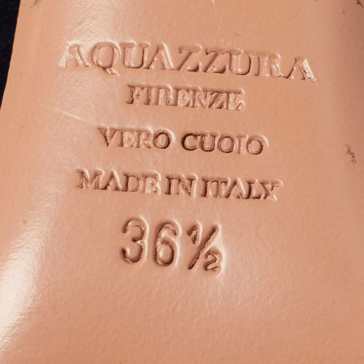 Pre Owned Aquazzura Navy Blue Velvet Follie Pearls Ankle Boots Size 36.5