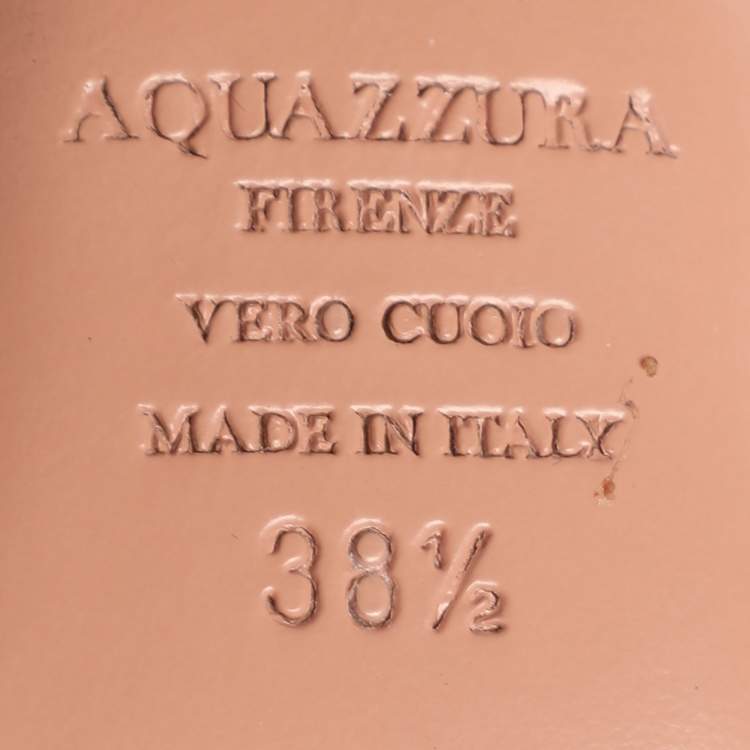 Pre Owned Aquazzura White Beads and Leather Strappy Ankle Strap Sandals Size 38.5